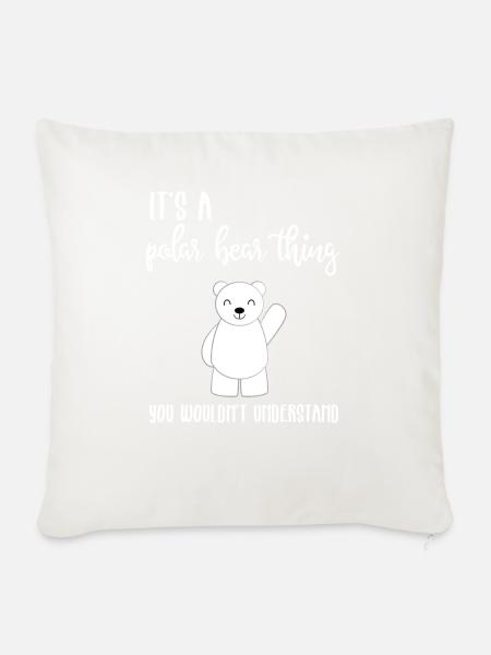 Eisbär - Eisbärmotiv- Eisbär T-Shirt - Lustig - Sofakissenbezug 45 x 45 cm - Naturweiß 