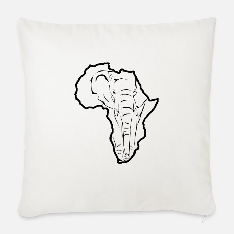 Elefant in Afrika - Sofakissenbezug 45 x 45 cm - Naturweiß 