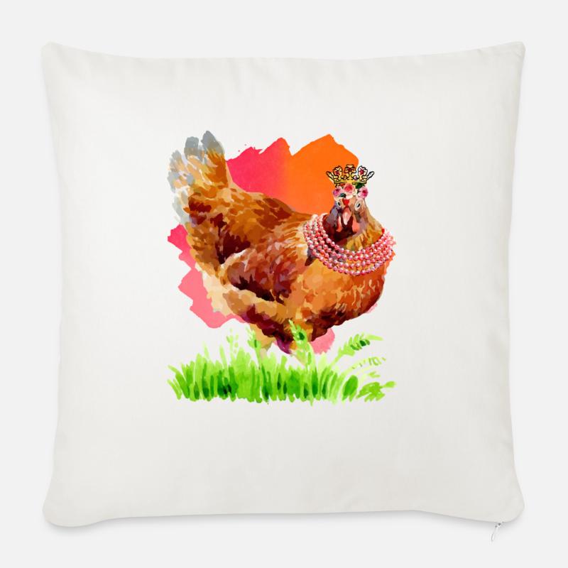 Aquarell Huhn - Sofakissenbezug 45 x 45 cm - Naturweiß 