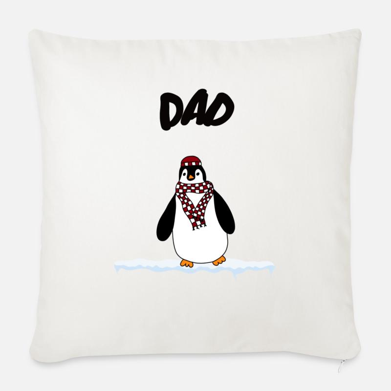 Pinguin Dad - Sofakissenbezug 45 x 45 cm - Naturweiß 
