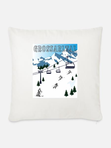 SCHI FAHREN GROßARLTAL - Sofakissenbezug 45 x 45 cm - Naturweiß 