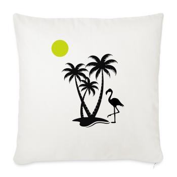 Palmiers flamants roses - Housse de coussin décorative 45 x 45 cm - blanc nature - Devant