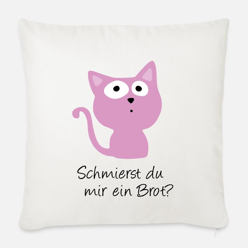 Süße Katze - Schmierst du mir ein Brot - Sofakissenbezug 45 x 45 cm - Naturweiß 