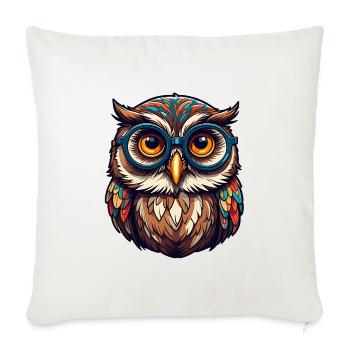 Lustige bunte Eule - Sofakissenbezug 45 x 45 cm - Naturweiß  - Vorne