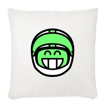 Emoticon Grin with motorcycle helmet (colors can be changed) - Sofa pillowcase 17,3'' x 17,3'' (45 x 45 cm) - natural white - Front