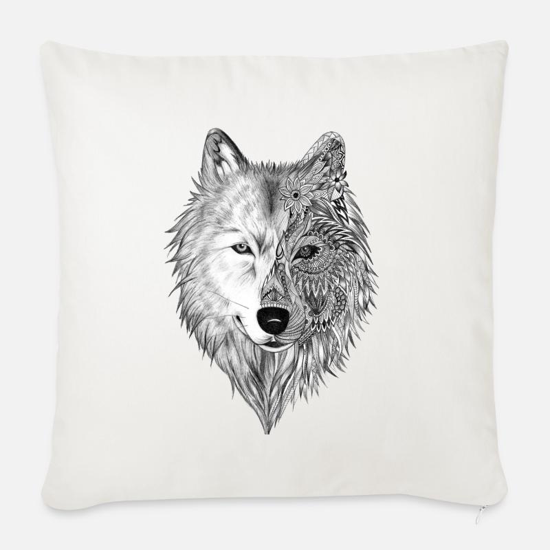 Wolf - Sofakissenbezug 45 x 45 cm - Naturweiß 