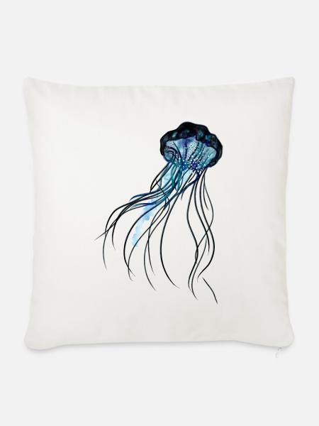 Qualle in Wasserfarben - Sofakissenbezug 45 x 45 cm - Naturweiß