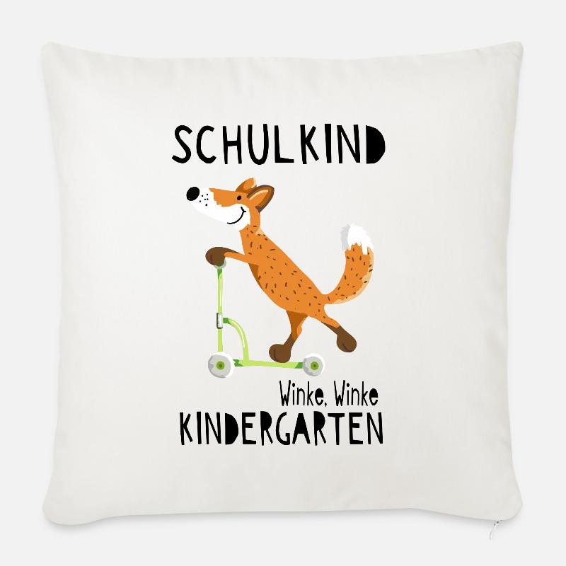 Schulkind und winke Kindergarten - Einschulung - Sofakissenbezug 45 x 45 cm - Naturweiß 