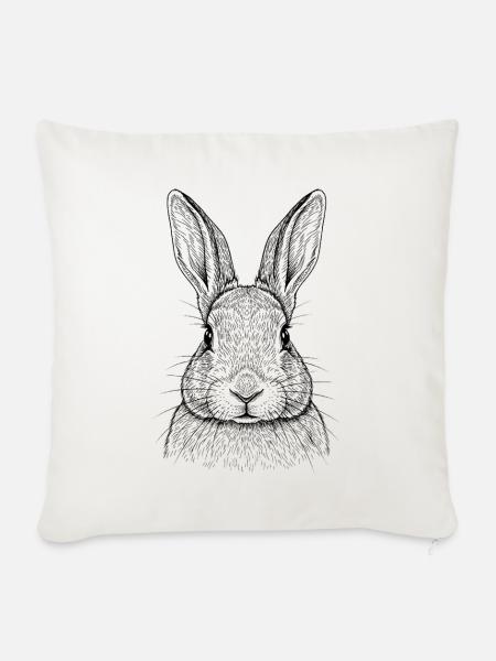 Kaninchen Hase - Sofakissenbezug 45 x 45 cm - Naturweiß 