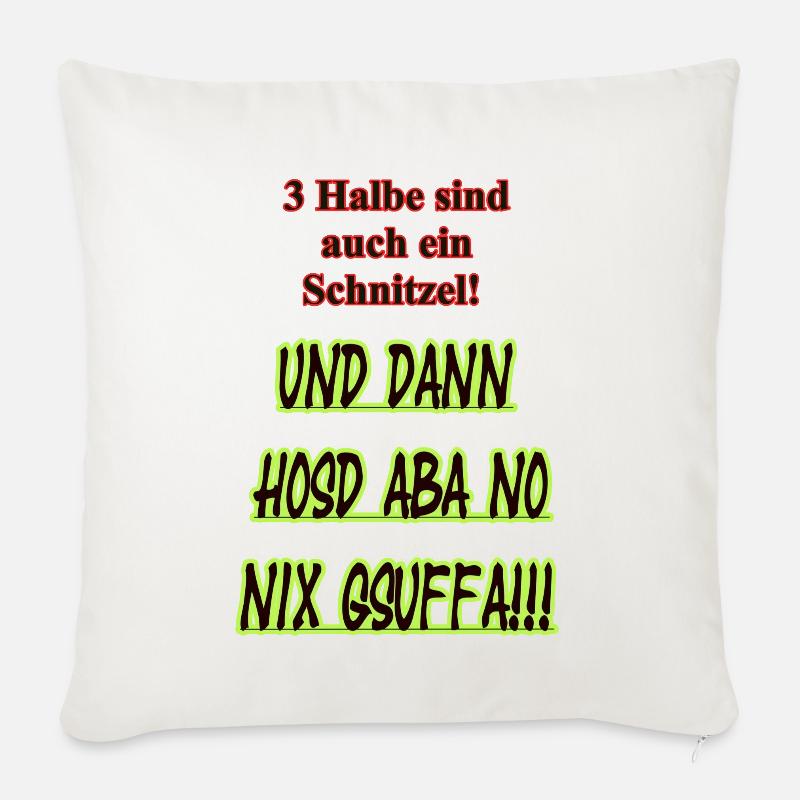 Halbe Schnitzel Spruch Shirt - Sofakissenbezug 45 x 45 cm - Naturweiß