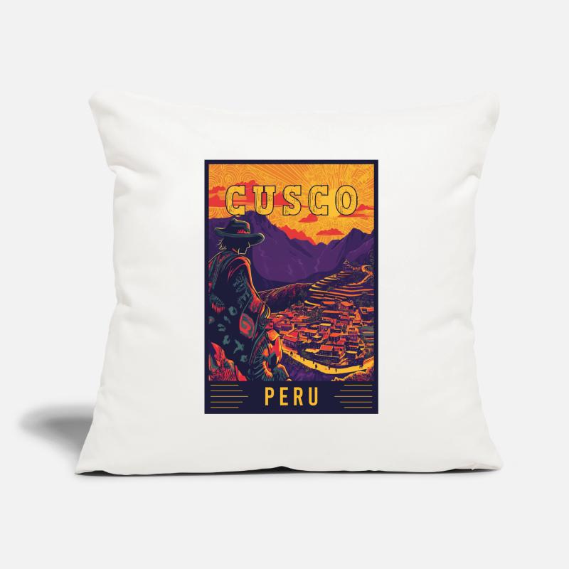Entdecken Sie das lebendige Cusco in Peru – Reisekunst Sofakissenbezug 45 x 45 cm