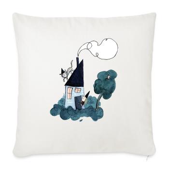 Haexenhaus mit Katze - Sofakissenbezug 45 x 45 cm - Naturweiß  - Vorne