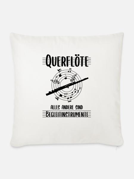 Querflöte - Sofakissenbezug 45 x 45 cm - Naturweiß