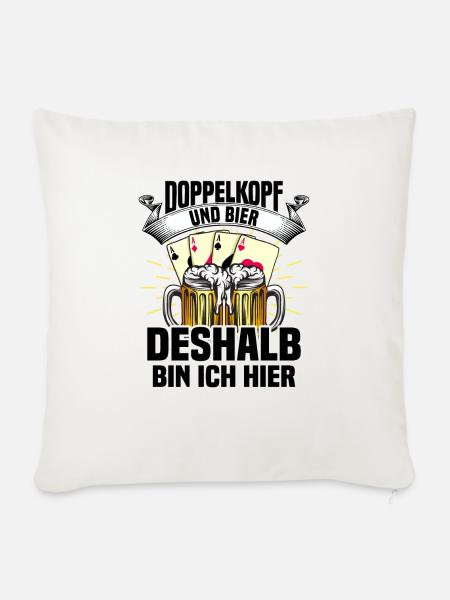 Doppelkopf - Sofakissenbezug 45 x 45 cm - Naturweiß 