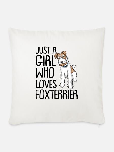 Foxterrier - Sofakissenbezug 45 x 45 cm - Naturweiß