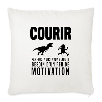 Courir course à pied humour motivation t rex - Housse de coussin décorative 45 x 45 cm - blanc nature - Devant