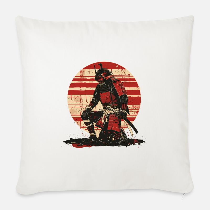 Roter Samurai Schlachtenlook,Ronin - Sofakissenbezug 45 x 45 cm - Naturweiß 