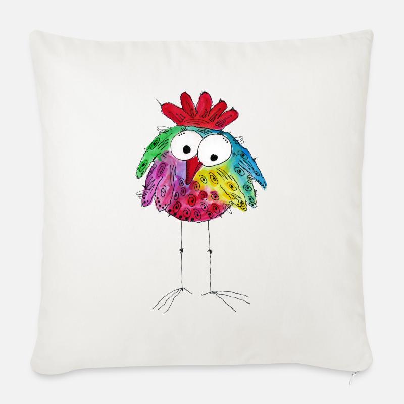 Piepmatz Langbein - Sofakissenbezug 45 x 45 cm - Naturweiß 