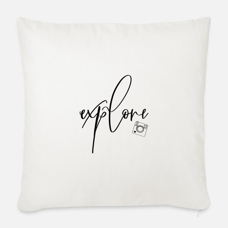 Explore le monde - Housse de coussin décorative 45 x 45 cm - blanc nature