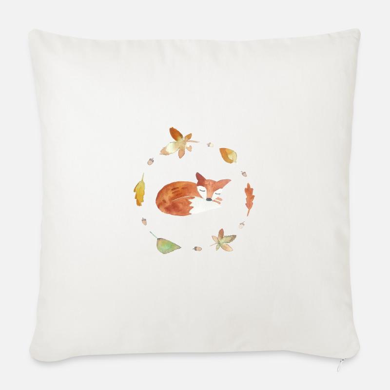 schlafender Fuchs - Sofakissenbezug 45 x 45 cm - Naturweiß 