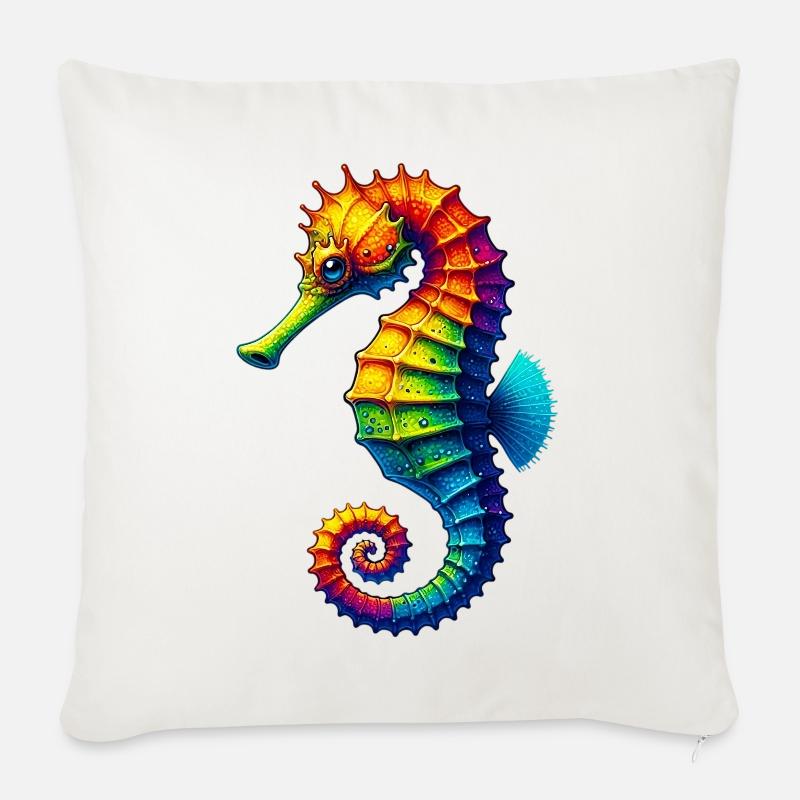 Seepferdchen - Sofakissenbezug 45 x 45 cm - Naturweiß 