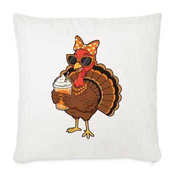Amateur de café de dinde Drôle d’ambiance de Thanksgiving - Housse de coussin décorative 45 x 45 cm - blanc nature - Devant