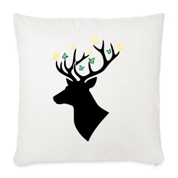Papillon tête de cerf Multicolore - Housse de coussin décorative 45 x 45 cm - blanc nature - Devant