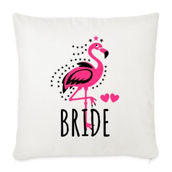 102 JGA BRIDE Flamingo Sterne Braut Herzen - Sofakissenbezug 45 x 45 cm - Naturweiß  - Vorne