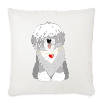 Old english sheepdog Tshirt Bobtail Chien Shirt - Housse de coussin décorative 45 x 45 cm - blanc nature - Devant