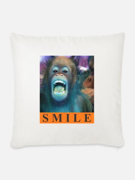 Monkey Smile Orang Utan Grafik - Sofakissenbezug 45 x 45 cm - Naturweiß