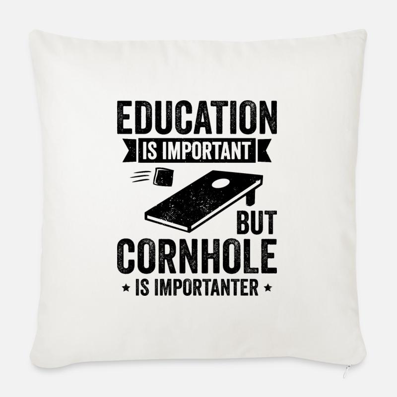 Cornhole Bildung Ist Wichtig - Sofakissenbezug 45 x 45 cm - Naturweiß 