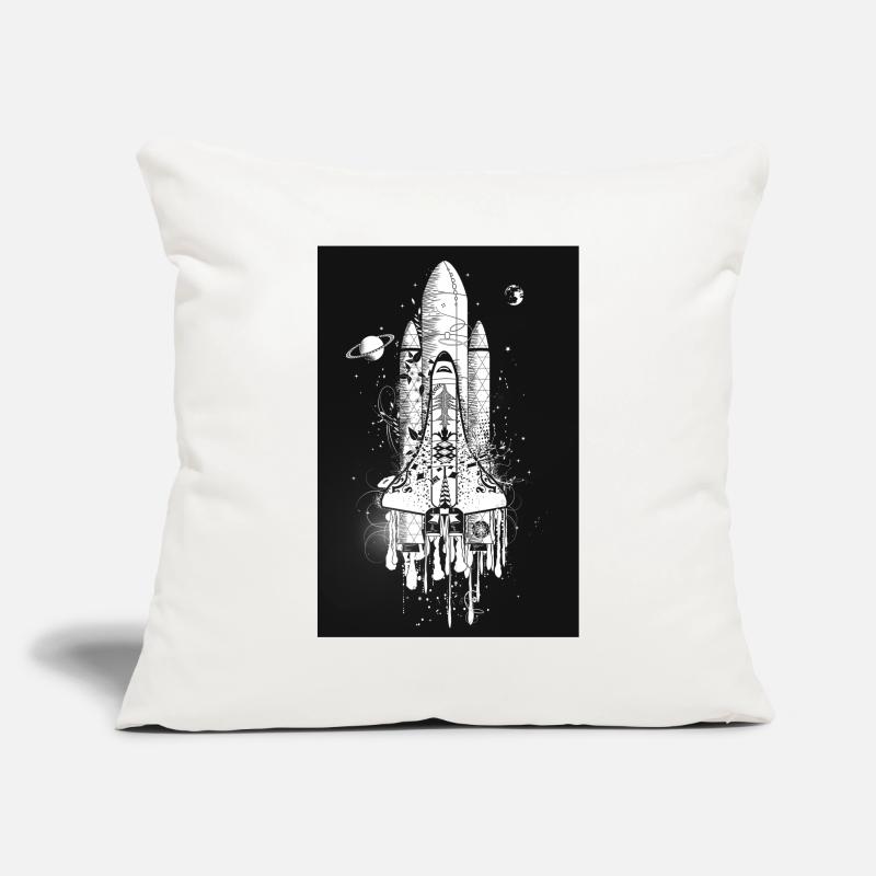 Navette spatiale imaginative dans le style graffiti Housse de coussin décorative 45 x 45 cm