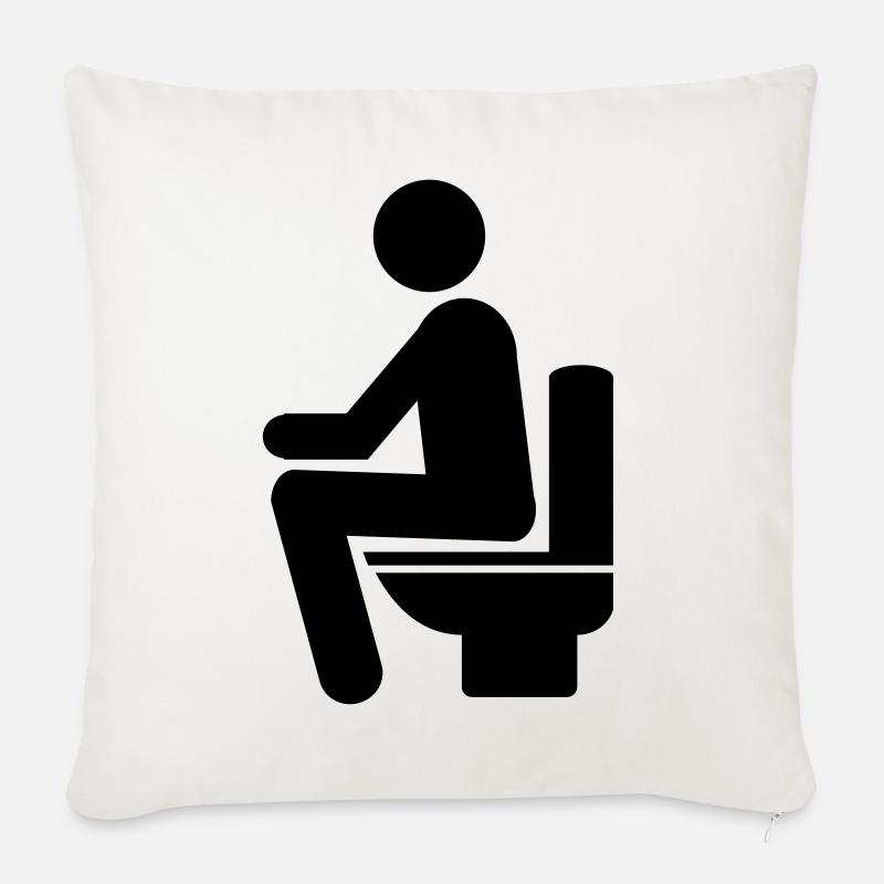 MANN AUF TOILETTE - Sofakissenbezug 45 x 45 cm - Naturweiß 