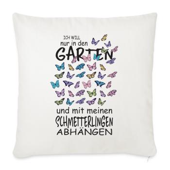 Schmetterlinge und mein Garten - Sofakissenbezug 45 x 45 cm - Naturweiß  - Vorne