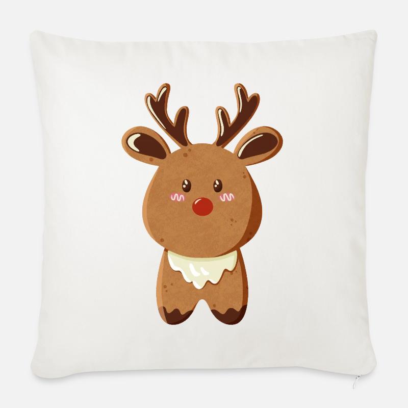 Rudolph, das Rentier mit der roten Nase - Sofakissenbezug 45 x 45 cm - Naturweiß