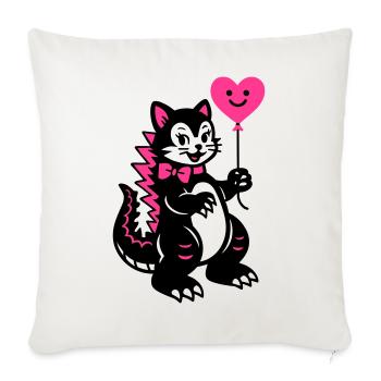 Chat Monstre Rose - Housse de coussin décorative 45 x 45 cm - blanc nature - Devant