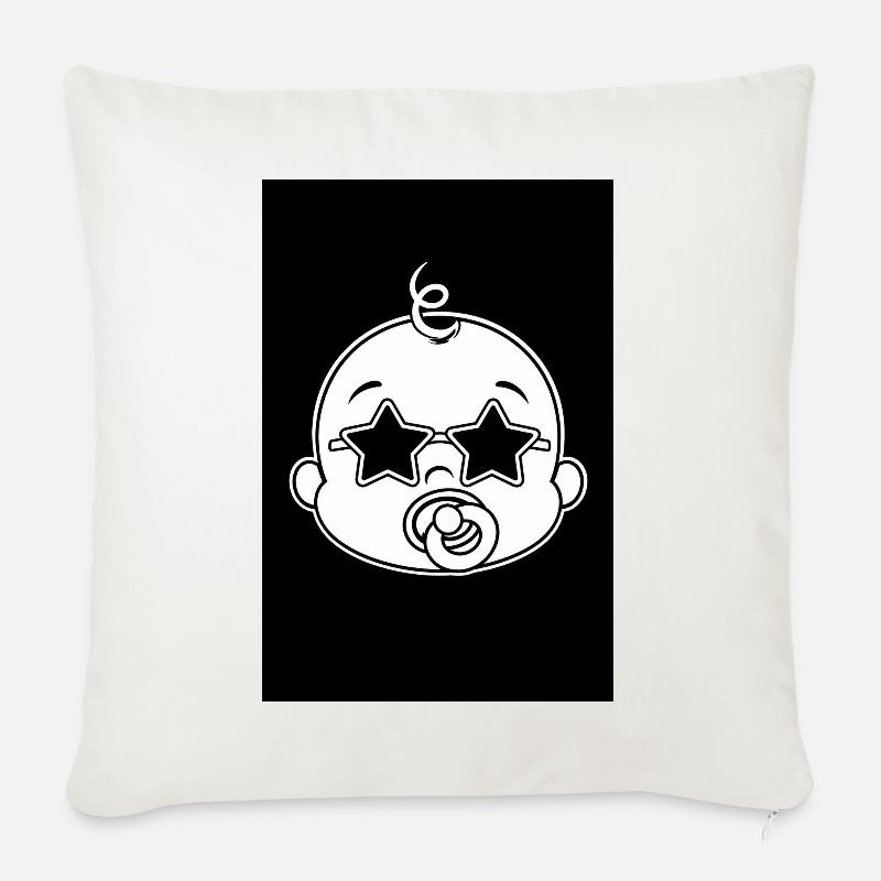 Bébé Étoiles et Sucette - Housse de coussin décorative 45 x 45 cm - blanc nature