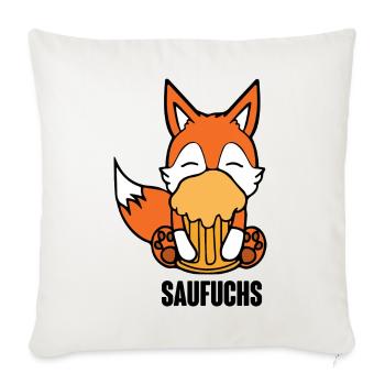 Fuchs Saufuchs Biertrinker Saufen Bier - Sofakissenbezug 45 x 45 cm - Naturweiß  - Vorne