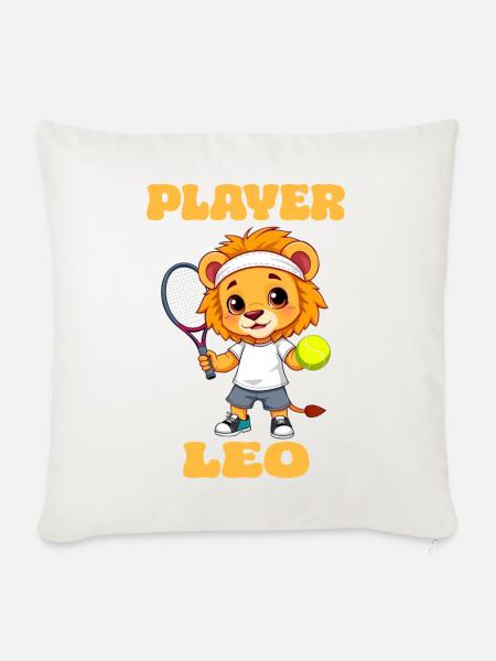 Tennis Sternzeichen Spieler Löwe Horoskop Leo - Sofakissenbezug 45 x 45 cm - Naturweiß