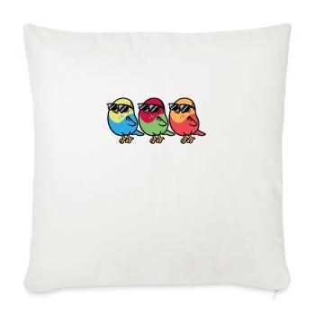 Trois oiseaux blancs avec des lunettes de soleil - Housse de coussin décorative 45 x 45 cm - blanc nature - Devant