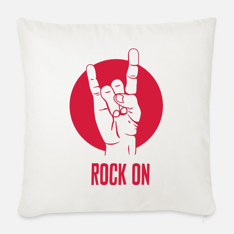 Rock On! Mano cornuta Handzeichen - Sofakissenbezug 45 x 45 cm - Naturweiß 