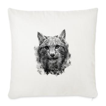 Cat Lynx - Cool Double Exposure Design - Sofa pillowcase 17,3'' x 17,3'' (45 x 45 cm) - natural white - Front