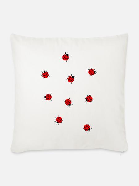 Viele Marienkäfer Sommer - Sofakissenbezug 45 x 45 cm - Naturweiß
