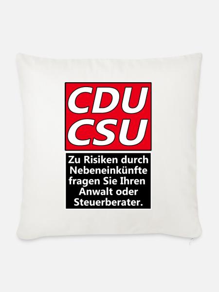 CDU CSU - Nebeneinkünfte - Sofakissenbezug 45 x 45 cm - Naturweiß