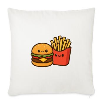 Kawaii Burger & Fries Duo - Housse de coussin décorative 45 x 45 cm - blanc nature - Devant