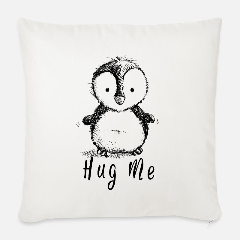 Hug Me Pinguin - Pinguine - Königspinguin - Comic - Sofakissenbezug 45 x 45 cm - Naturweiß 