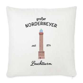 Norderney, Nordsee, großer Leuchtturm, Zeichnung - Sofakissenbezug 45 x 45 cm - Naturweiß  - Vorne