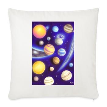 Weltall und Planeten - Sofakissenbezug 45 x 45 cm - Naturweiß  - Vorne