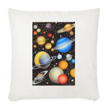 Weltall und Planeten - Sofakissenbezug 45 x 45 cm - Naturweiß  - Vorne