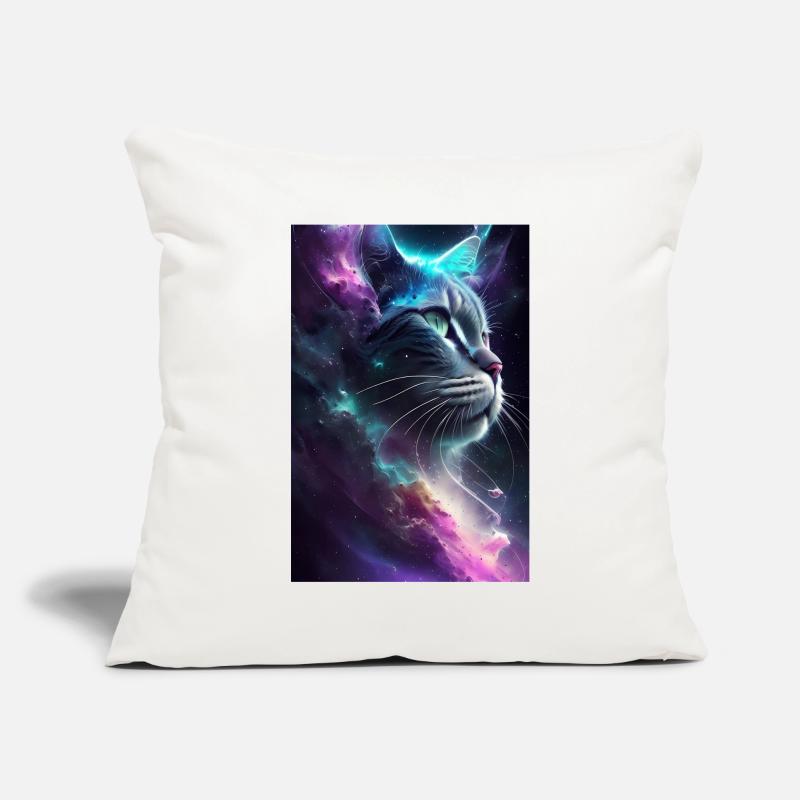Chat dans l’espace Housse de coussin décorative 45 x 45 cm